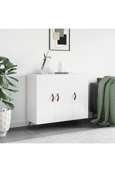 Concept Servantă, alb extralucios, 90x34x80 cm, lemn compozit
