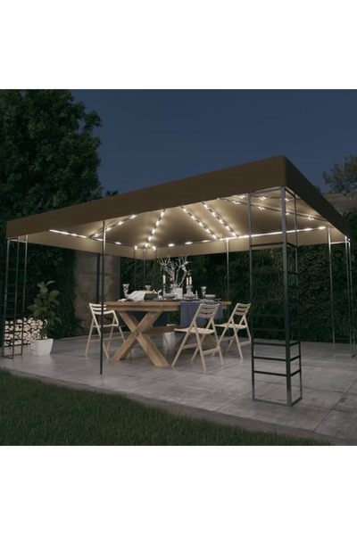 Concept Pavilion cu șiruri de lumini LED, gri taupe, 3x4m