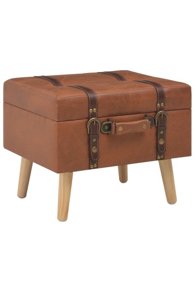 Concept Taburet cu depozitare, 40 cm, cafeniu-roșiatic, piele ecologică