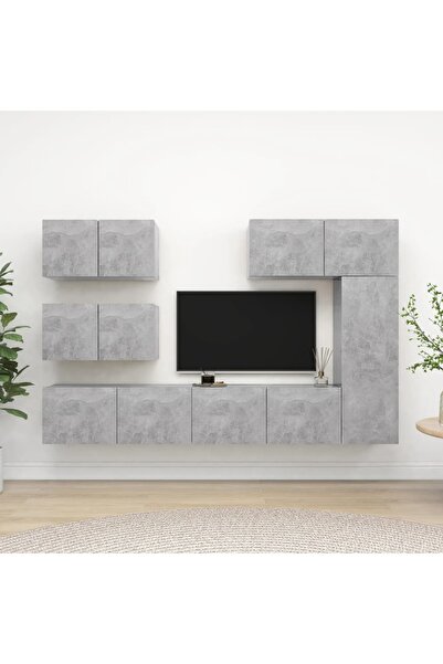 Concept Set dulapuri TV, 6 piese, gri beton, PAL