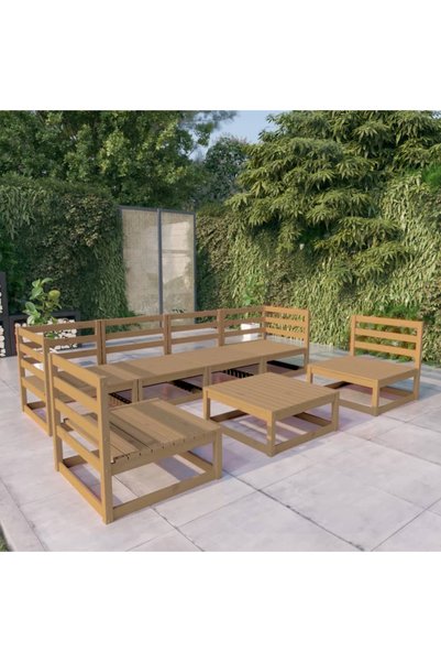Concept Set mobilier de grădină, 7 piese, maro miere, lemn masiv de pin