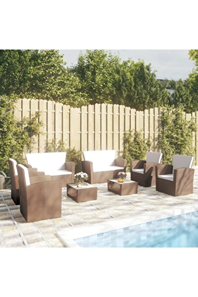 Concept Set mobilier de grădină cu perne, 8 piese, maro, poliratan