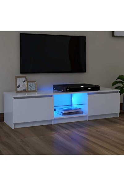 Concept Comodă TV cu lumini LED, alb, 140x40x35,5 cm