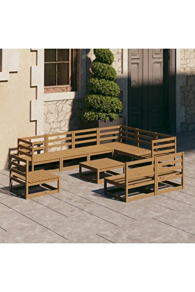 Concept Set mobilier de grădină, 10 piese, maro miere, lemn masiv pin