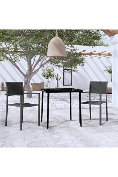 Concept Set de mobilier pentru grădină, 3 piese, negru