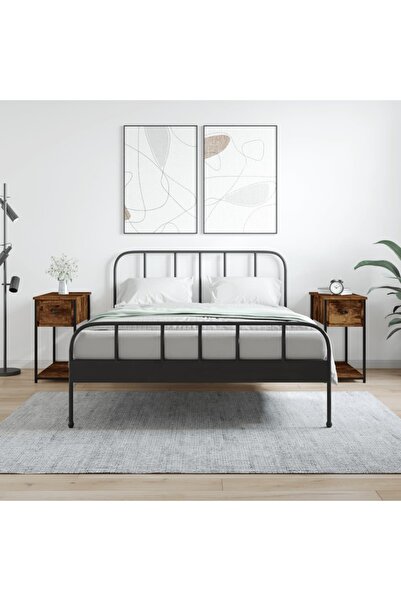 Concept Noptiere, 2 buc., stejar afumat, 30x60x60 cm, lemn prelucrat