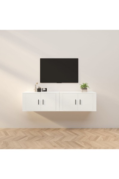 Concept Dulapuri TV montate pe perete, 2 buc., alb, 80x34,5x40 cm