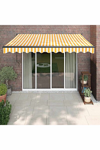 Concept Copertină retractabilă, galben/alb, 3,5x2,5 m, textil/aluminiu