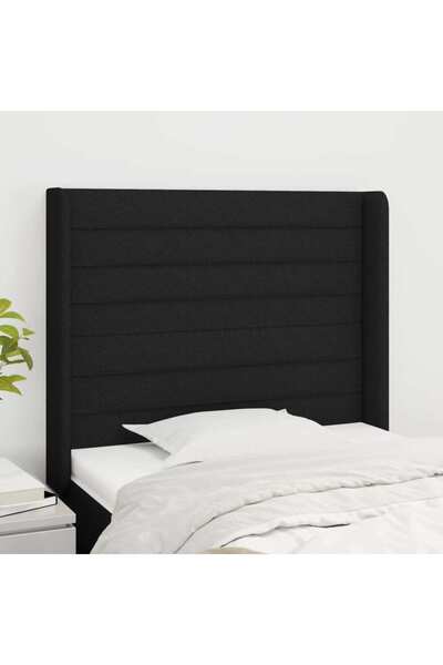 Concept Tăblie de pat cu aripioare, negru, 103x16x118/128 cm, textil
