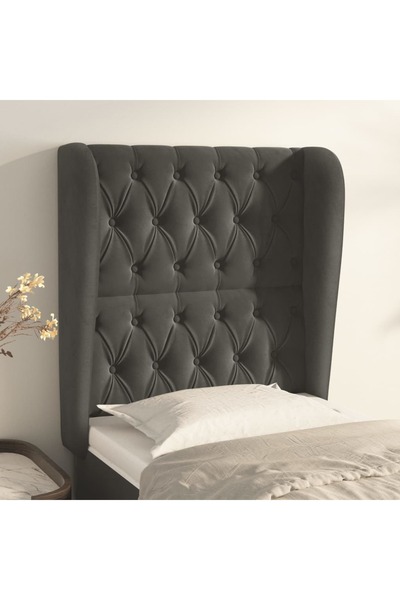 Concept Tăblie de pat cu aripioare gri închis 83x23x118/128 cm catifea