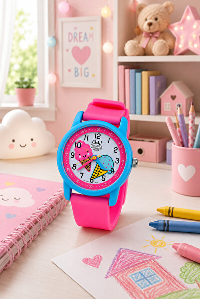 Q&Q 10 Atm Waterproof Girls' Wristwatch with Silicone Strap