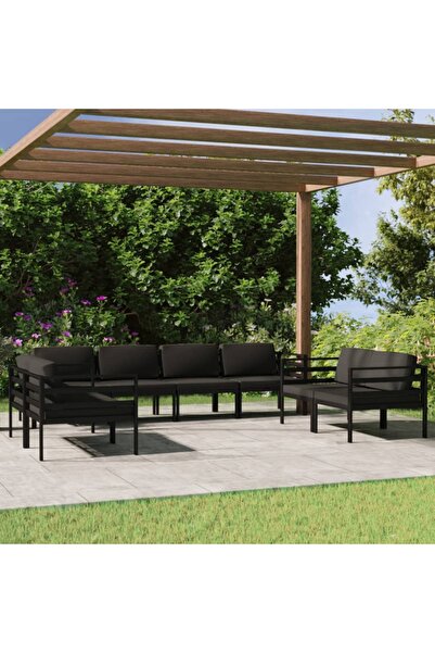 Concept Set mobilier de grădină cu perne, 8 piese, antracit, aluminiu