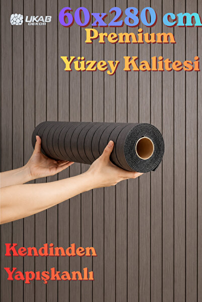 UKAB DEKOR 60x280 cm Kendinden Yapışkanlı Ahşap Görünümlü Akustik Duvar Paneli -