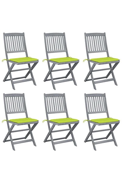 Concept Outdoor folding chairs with cushions, 6 pcs., solid acacia wood