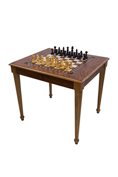 Helena Wood Art طاولة شطرنج دوارة (70x80x72 سم) مع درج