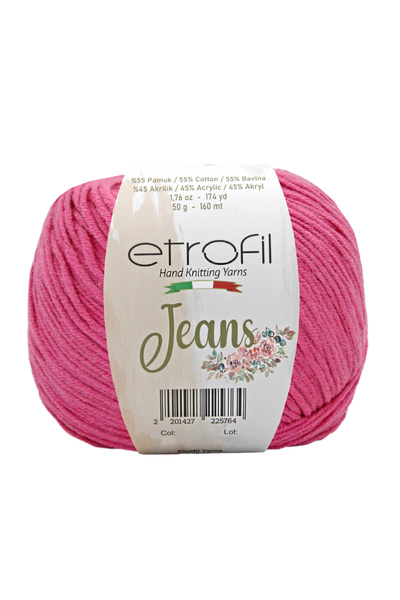 Etrofil Fir de tricotat din denim Roz închis 55% Bumbac 45% Acril 50g 160m (010)