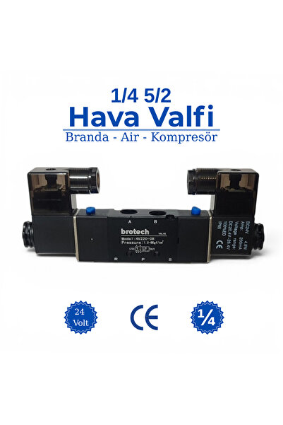 BROTECH 1/4 5/2 Çift Bobin Selenoid Valf | Hava Valfi | Air Valfi | Tır Brand...