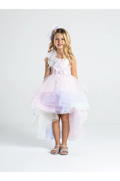 Miss Hely Girls Kids فستان سهرة للفتيات مع تفاصيل زهرة على الكتف GKMH0009