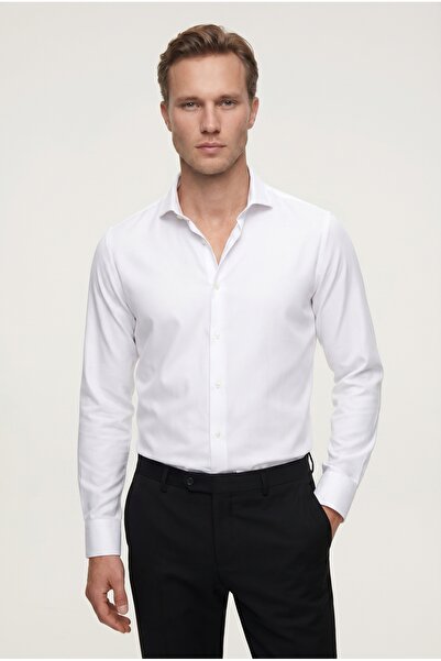 Twn Slim Fit White Plain Shirt