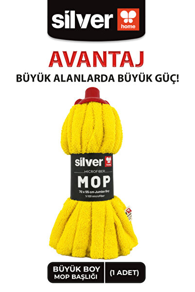 SİLVER HOME Süper Emici %100 Mikrofiber 70×55 Cm Jumbo Boy Sarı Mop Başlığı