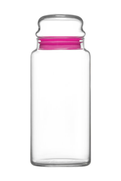 LAV Greenhouse Glass Jar Set of 2 Large Size 1400 ml Pink Glass Lid (Food Sto...