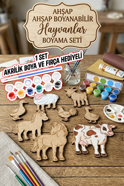 Notpa Ahşap Boyanabilir Çiftlik Hayvanları Boyama Seti – Eğitici ve Eğlenceli...