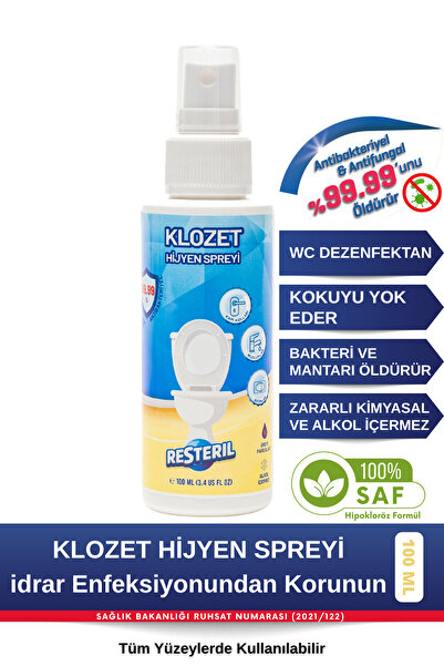 Resteril WC Klozet Temizleyici Hijyen Dezenfektan Spreyi - Tuvalet Klozet Kap...