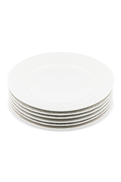 Zass Set farfurii ceramice cu textură de piatră - 6 piese ZG-DS 01 Alb