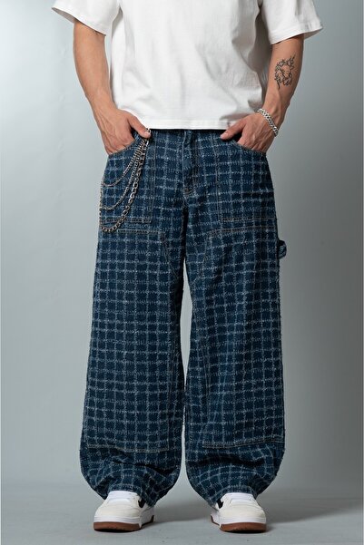 GRJ denim بنطلون جينز رجالي واسع الساق من ريبل بلايد سوبر باجي