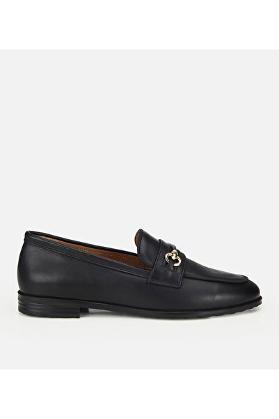 Hotiç Kadın Deri Siyah Tokalı Klasik Loafer