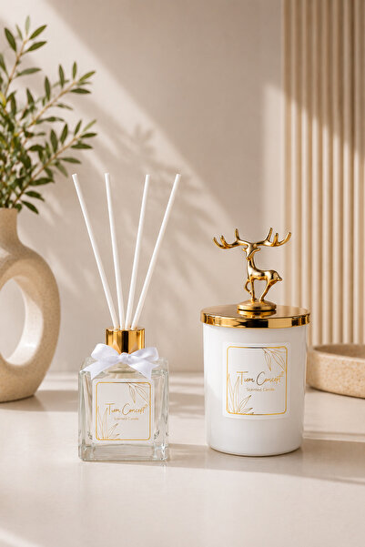 Tiem Concept Dekorasyona Özel Hediyelik 100 ml Çubuklu Oda Kokusu ve Gold Gey...