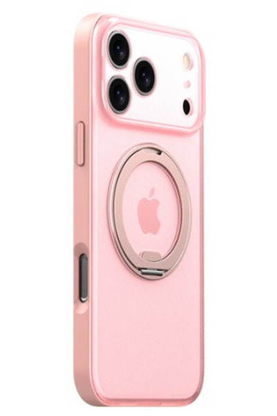 Manyetik Telefon Kılıfı iPhone 17 Pro Max Standlı 360° Dönebilir Pembe
