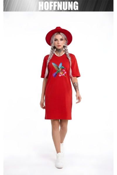 HOFFNUNG Women's Short Sleeve Crew Neck T-Shirt Dress Nightgown