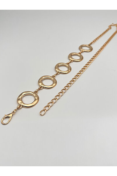 Tina Gold Square-Round Detailed Metal Belt