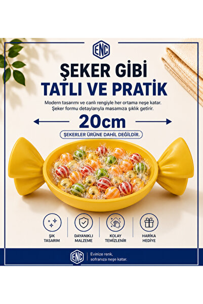 ENC Tasarım Dekoratif Şeker Tasarımlı Kase – Şekerlik & Atıştırmalık Sunumluk
