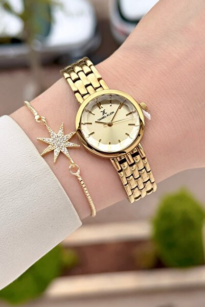 Daniel Klein Dial Gold Strap Gold Color 25 mm Adjustable Strap Women's Wristw...