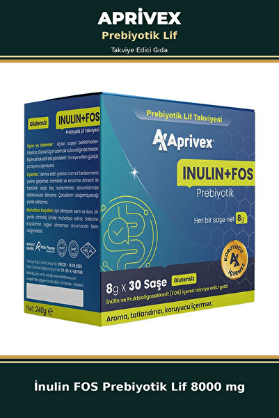 Aprivex إينولين + فوس بريبيوتيك 30 كيس (8 جرام) مكمل غذائي - يدعم صحة الجهاز ...