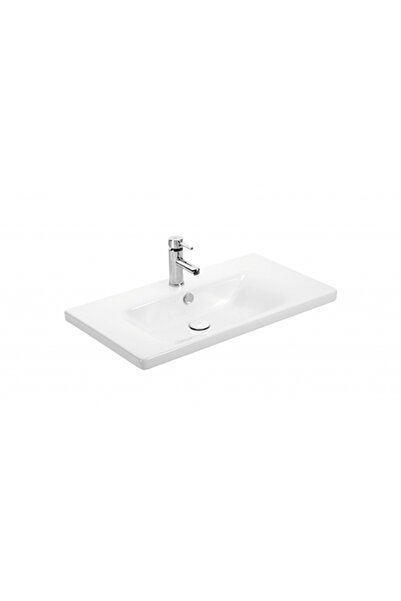 SANOVİT Sanovit Soft 80 cm Konsollu Oval Köşeli Lavabo Beyaz Renk