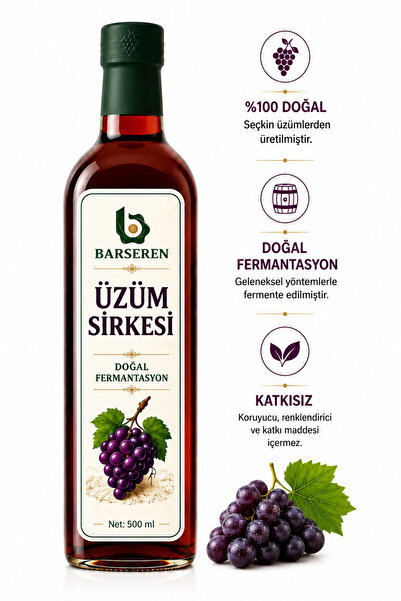 Barseren Üzüm Sirkesi 500 ml | Doğal Fermantasyon | Katkısız