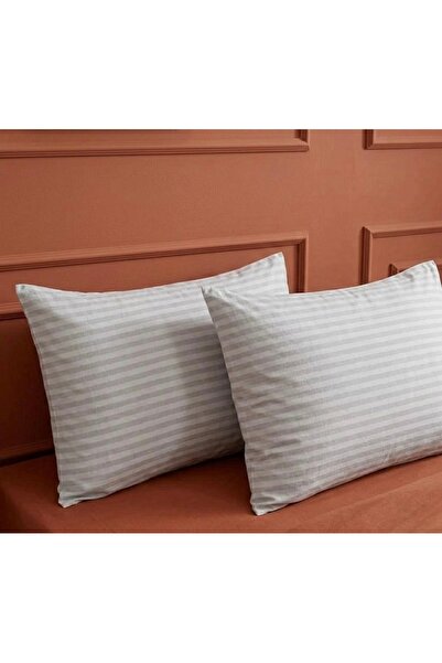 Taç Zorluteks Hotel Concept Striped 100% Cotton Satin Gray Color 2-Piece Pill...