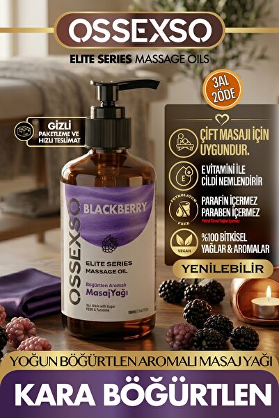 OSSEXSO Yenilebilir Doğal Böğürtlenli Aromaterapi Masaj Yağı 150ml Gizli Paket