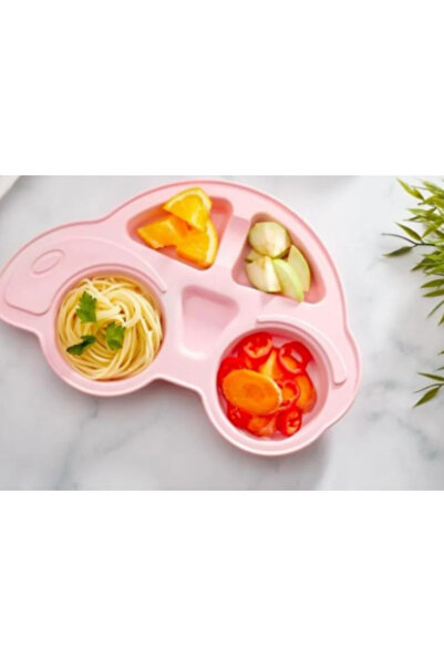 Kcrhome Seramik 4 bölmeli Mama Tabağı & 29,5 x 21 cm -Pembe