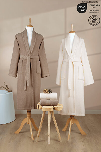 Ellaline Set de halate de baie cu dungi 4 piese 100% bumbac certificat pentru...