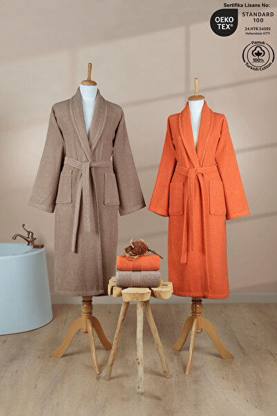 Ellaline Set de halate de baie cu dungi 4 piese 100% bumbac certificat pentru...