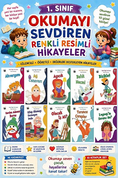 Üçgen Yayıncılık 1. Sınıf Okumayı Sevdiren Renkli Resimli Hikayeler 15- 10 Kitap