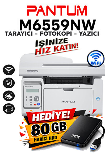 Pantum M6559nw Çok Fonksiyonlu Network Wifi Fotokopi Adf Tarayıcı Lazer Yazıcı