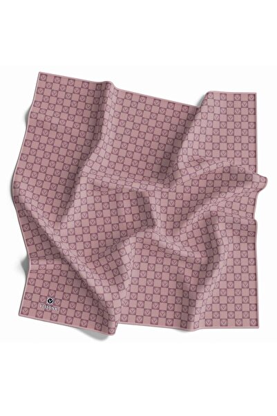 Vissona %100 Twill İpek Monogram Desenli Pudra Renkli 90x90 Eşarp Dikim Şekli...