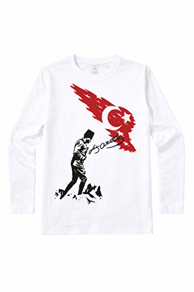 HER ŞEY NOTA www.herseynota.com Tricou alb cu mânecă lungă pentru copii, cu s...