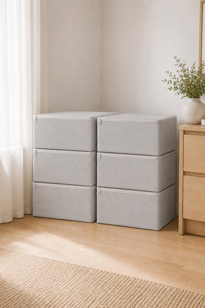 Arkhelais Under Bed Storage Box - Sofa Bed Storage Box - under Bed Storage Box - Set of 6 Gray Fabric Storage Boxes under Bed Organizer Zippered Storage Box