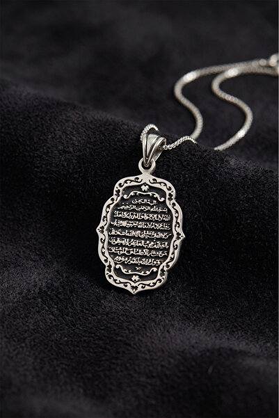 Roza Silver 925 Ayar Otantik Ayet El Kursi Gümüş Kolye
